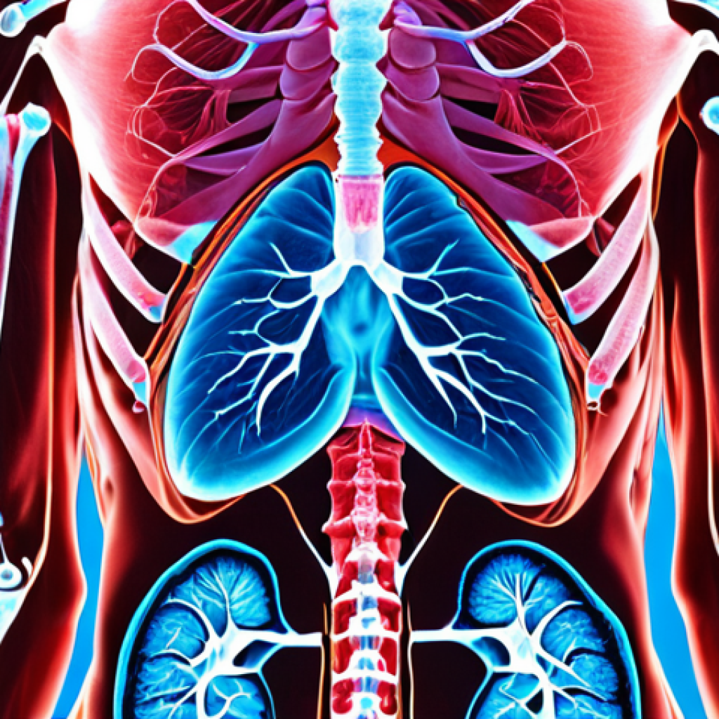 **Prompt 1: Cutting-edge CT scan visualizing intricate internal anatomy.**
    **Description:** A futuristic, sleek CT scanner, subtly glowing with blue light, captures a high-resolution, 3D anatomical image of a human body, possibly focusing on a specific organ like the heart or lungs. The image should highlight microscopic details and subtle anomalies that are exceptionally clear, almost transparently rendered, conveying the idea of unprecedented diagnostic precision and clarity. The overall atmosphere is advanced, clean, and medically precise.
