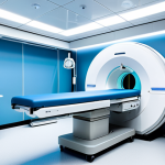 A sophisticated, cutting-edge linear accelerator machine for radiation therapy, centrally positioned in a pristine, futuristic treatment room. The environment features clean architectural lines, soft ambient lighting in cool blue and white tones, emphasizing a sterile and advanced medical setting. A focused, glowing beam of light subtly emanates from the machine, symbolizing precision and technological advancement. Professional photography, high-definition, cinematic lighting, state-of-the-art medical equipment, perfect anatomy, correct proportions, safe for work, appropriate content, fully clothed, professional.