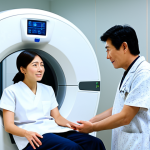 **

"A medical professional explaining an MRI scan result to a patient in a bright, modern Japanese clinic. The patient is dressed in comfortable, modest clothing. The MRI image shows clear details, possibly highlighting a treatment area. The scene evokes hope and understanding. safe for work, appropriate content, fully clothed, professional, family-friendly, perfect anatomy, correct proportions, natural pose, well-formed hands, proper finger count, natural body proportions, high quality"

**