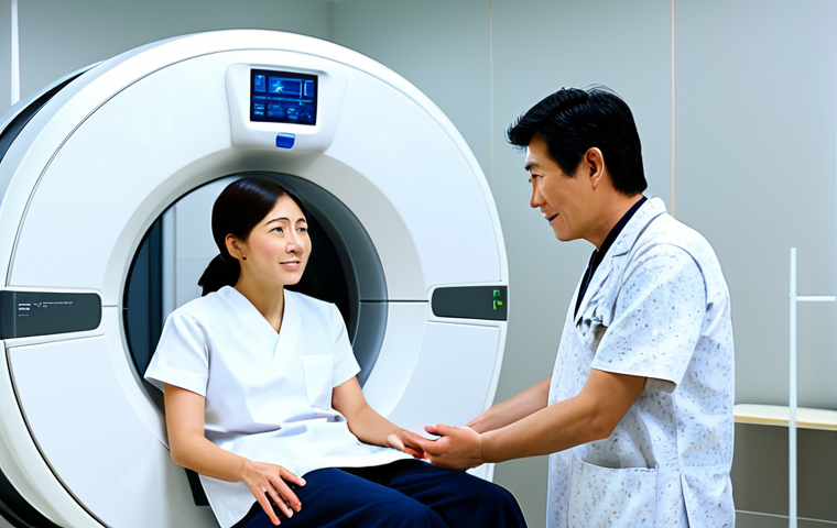 **

"A medical professional explaining an MRI scan result to a patient in a bright, modern Japanese clinic. The patient is dressed in comfortable, modest clothing. The MRI image shows clear details, possibly highlighting a treatment area. The scene evokes hope and understanding. safe for work, appropriate content, fully clothed, professional, family-friendly, perfect anatomy, correct proportions, natural pose, well-formed hands, proper finger count, natural body proportions, high quality"

**