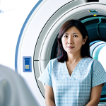 Focus on Chest CT Scan for Early Detection**

"A concerned-looking Japanese woman in her 40s, fully clothed in a hospital gown, undergoing a low-dose chest CT scan. The CT scanner is modern and sleek. Soft, diffused lighting. The image should convey a sense of preventative care and peace of mind. In the background, a blurred image of healthy lungs. Safe for work, appropriate content, fully clothed, professional, family-friendly, perfect anatomy, correct proportions, natural pose, well-formed hands, proper finger count, natural body proportions."

**