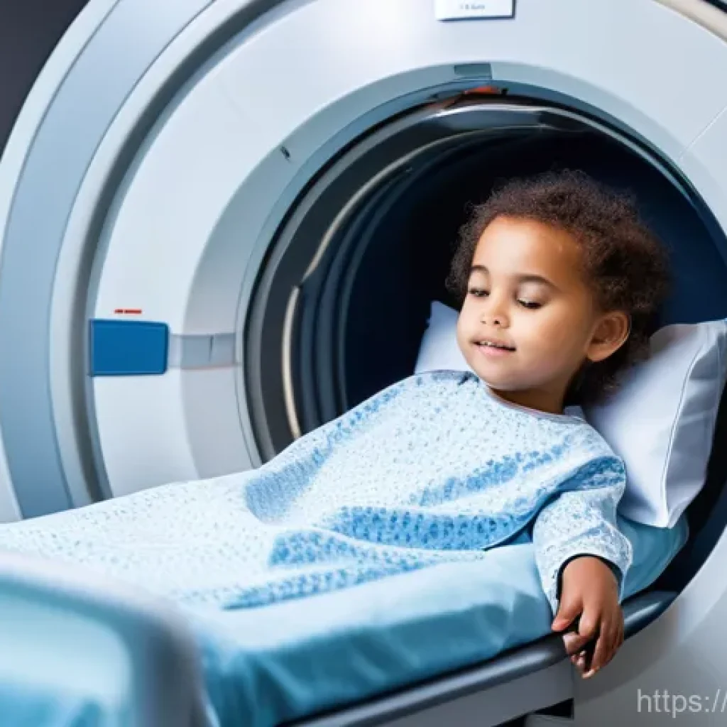 소아 방사선 검사 기준 - **Prompt 1: Child undergoing MRI with parental support**
A young child, approximately 6-8 years ...
