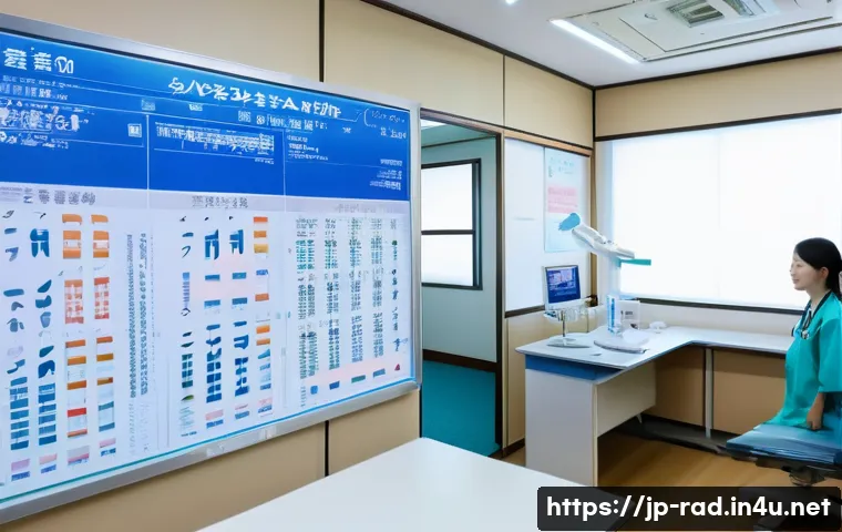 갑상선 방사선 검사 비용 - A modern Japanese medical clinic interior where a middle-aged Japanese patient consults a friendly d...