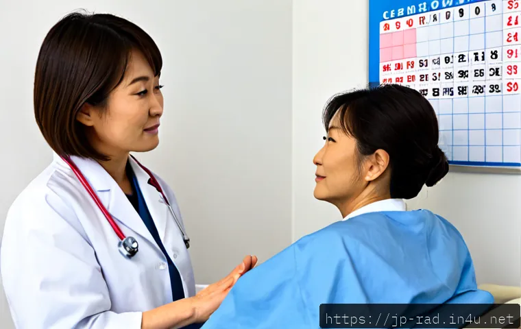 폐암 방사선 치료 기간 - Photorealistic Japanese senior patient in a bright modern oncology consultation room, calmly speakin...